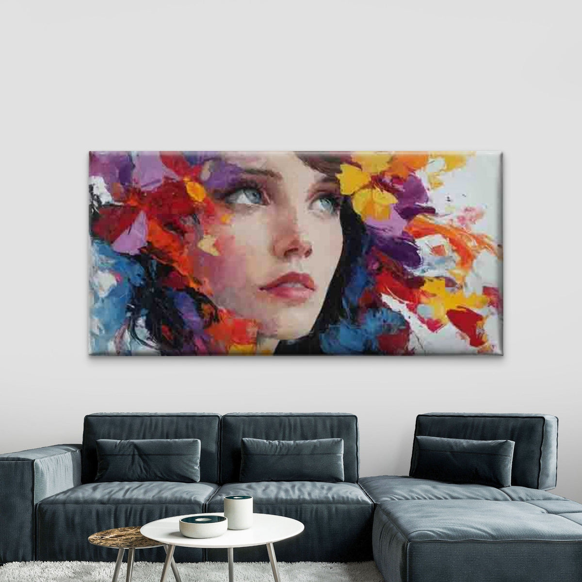 Women Eye Abstract Splatter Wall Art Canvas Office Home Room Framed 80x45cm
