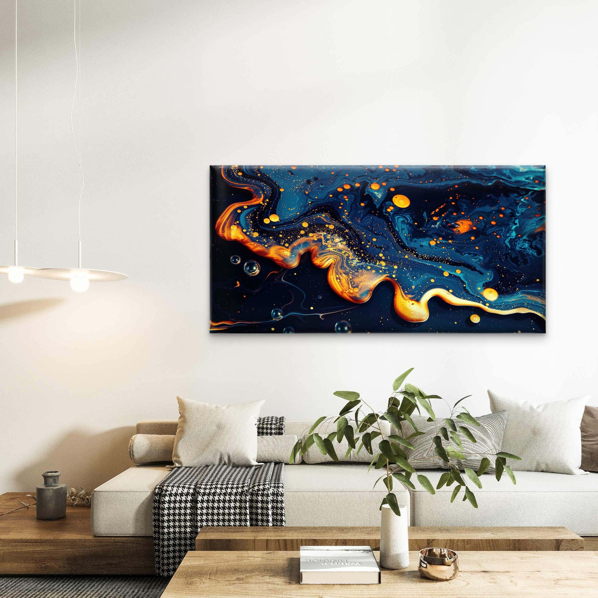 Abstract Liquid Art with Swirls Wall Art Canvas Office Home Room Framed 120x60cm