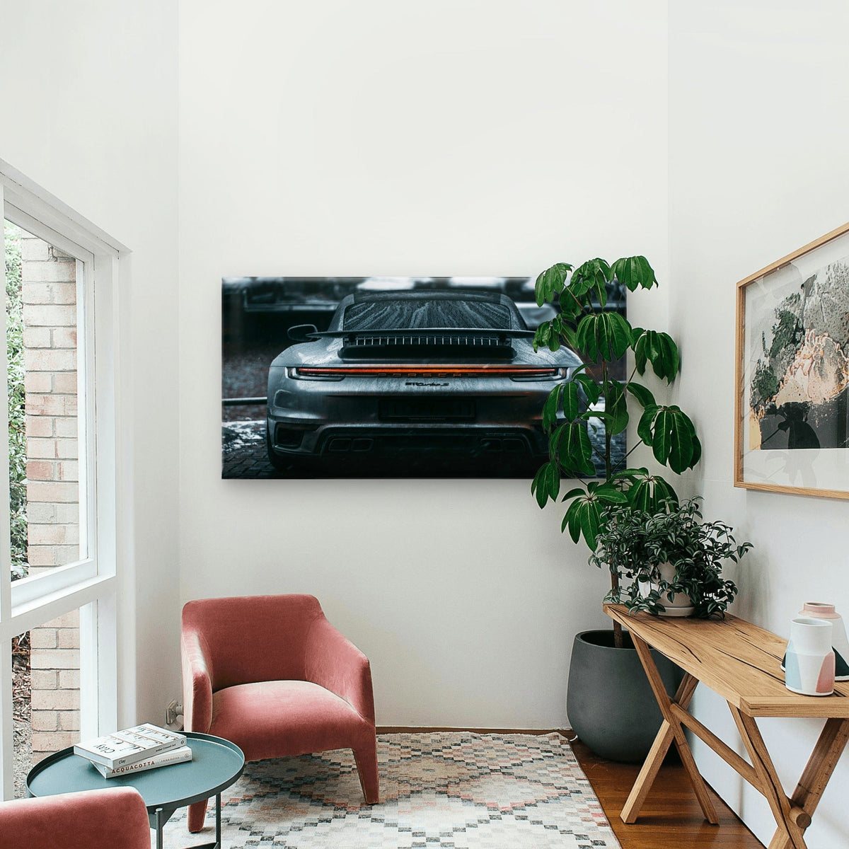 Porsche 911 Turbo S Supercar Rear Wall Art Canvas Office Home Framed 120x60cm