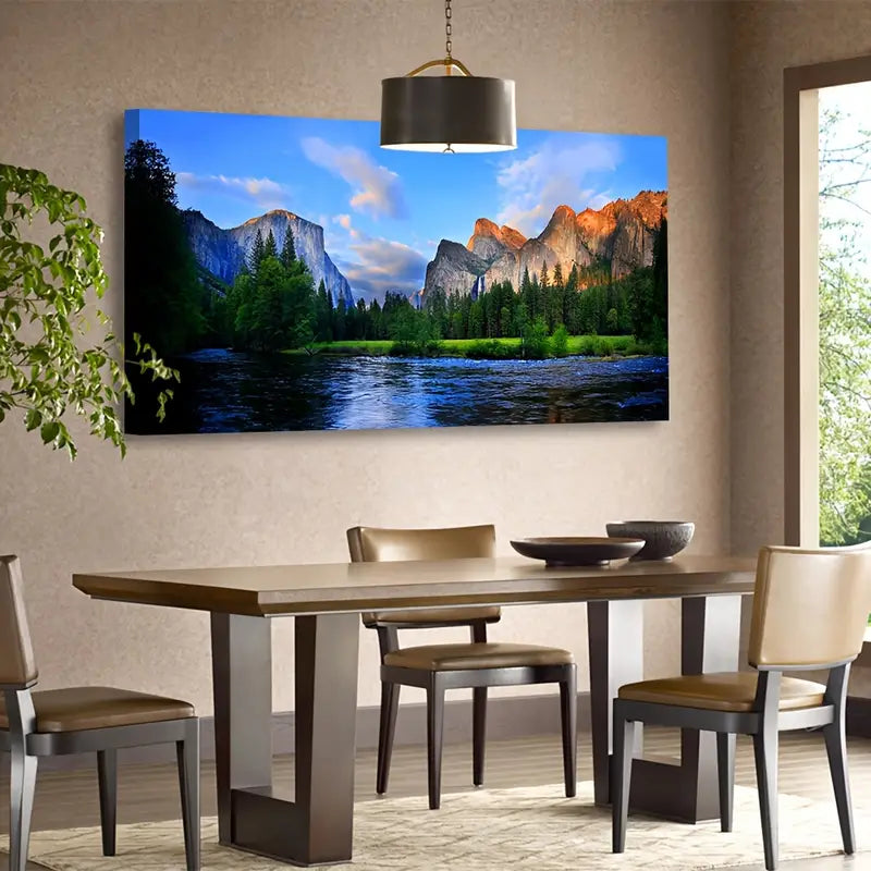 Lake Mountain National Park Nature Wall Art canvas office home room framed 80x45cm