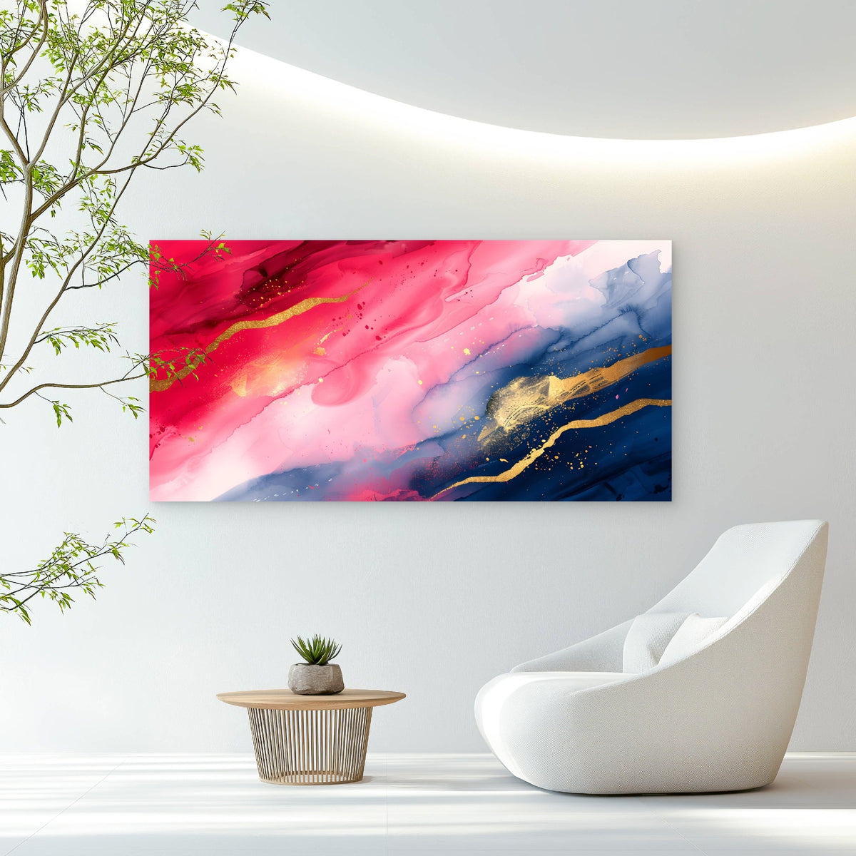 Crimson Gold Marble Abstract Wall Art Canvas Office Home Room Framed 120x60cm