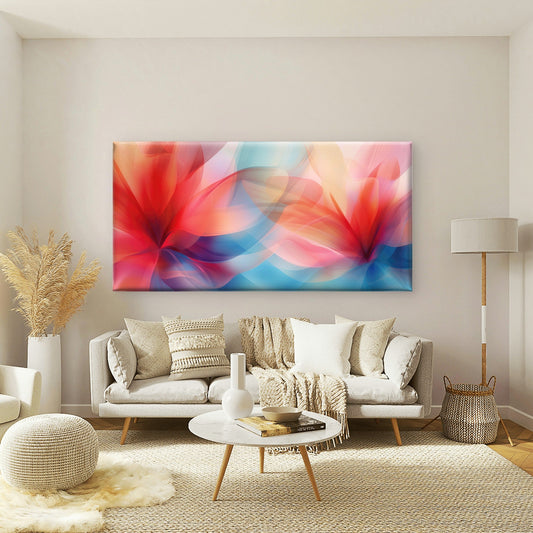 Vibrant Abstract Floral Petals Wall Art Canvas Office Home Room Framed 80x45cm