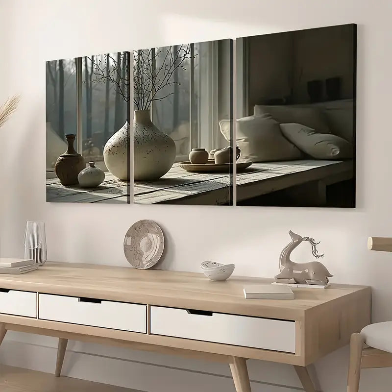 3pcs Ready to Hanging Art Natural Landscape Potted Art Wall Art Set Canvas Framed 40x60cm - High Quality Print 100% Australian Made Wall Canvas Ready to Hang