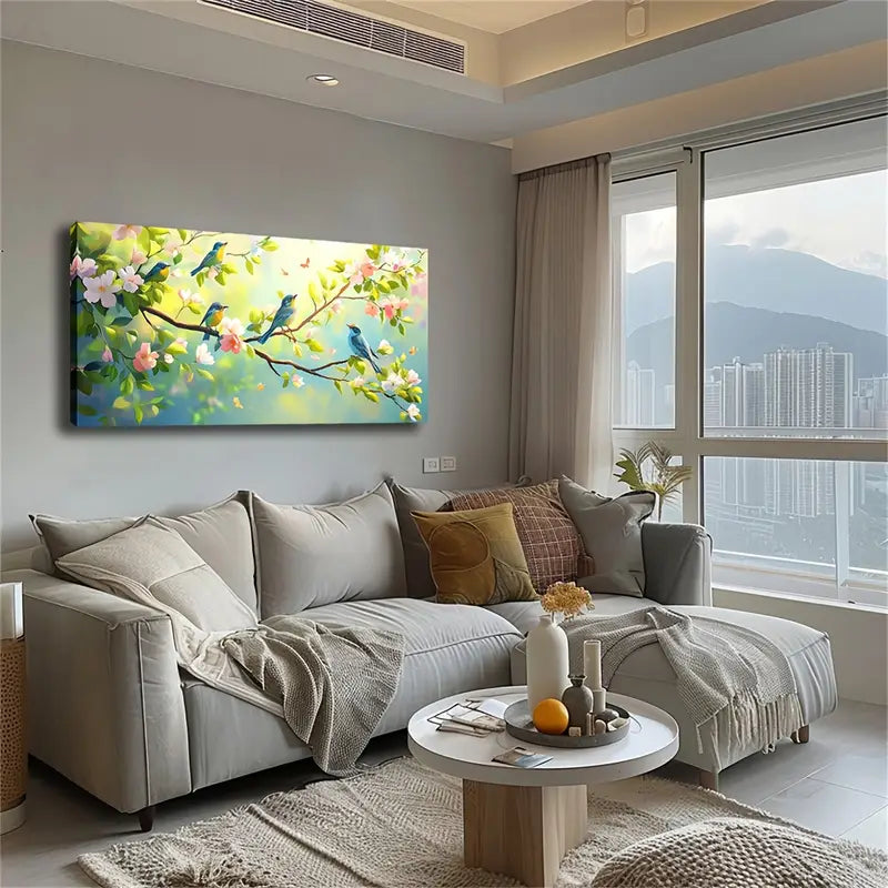 Minimalistic Abstract Branches Wall Art Canvas Office Home Room Framed 80x45cm