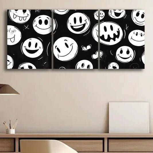 3pcs Joyful Face Metal Print Ready to Hang Art