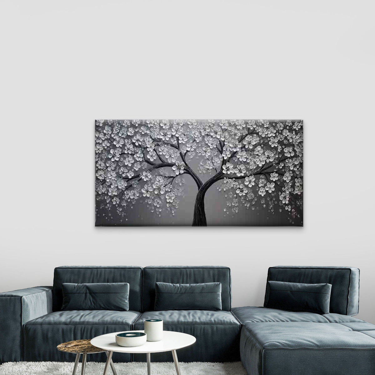 Cherry Blossom Tree Wall Art Canvas Office Home Room Framed 80x45cm