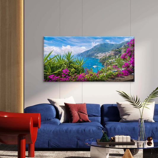 Italy Coastal Landscape Wall Art Canvas Office Home Room Framed 80x45cm