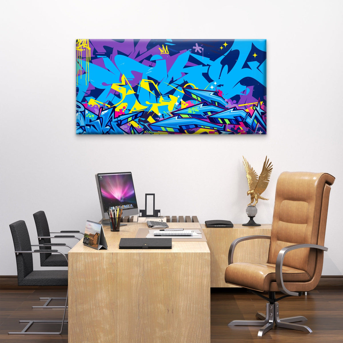 Graffiti Urban Hip Hop Culture Wall Art Canvas Office Home Framed 120x60cm
