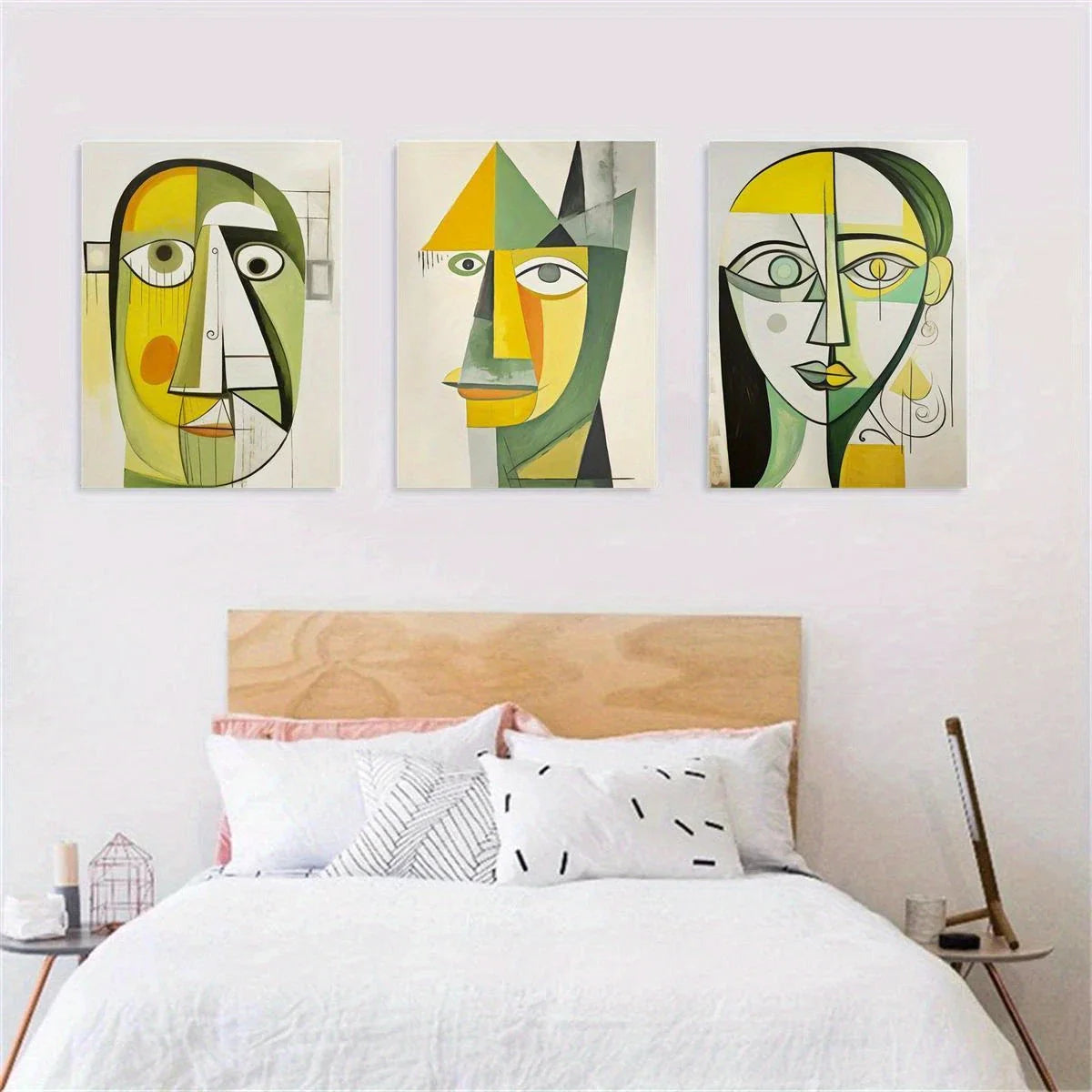 3pcs Picasso-Inspired Abstract Neutral Tone Metal Print Ready to Hang Art