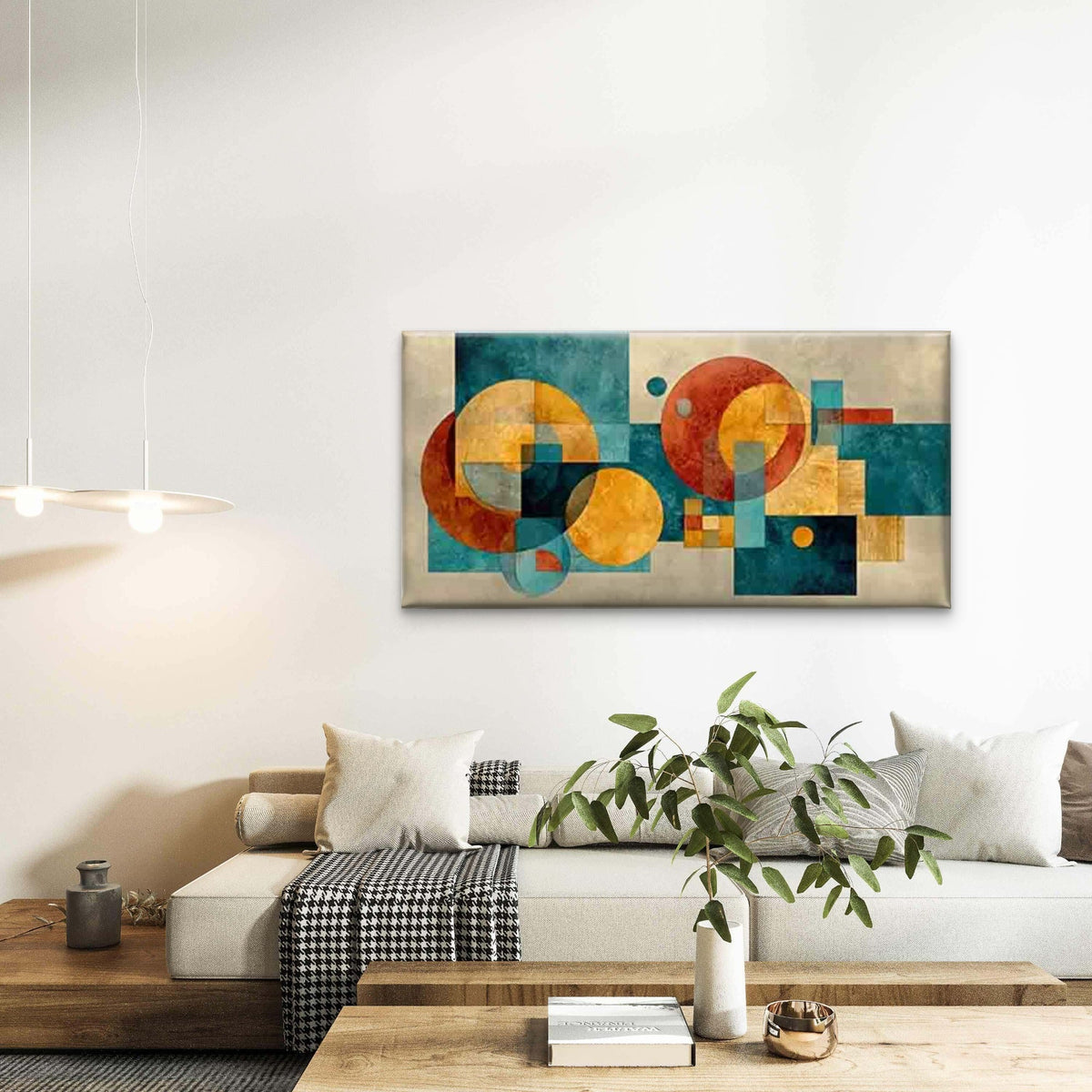 Geometric Abstract Wall Art Canvas Office Home Room Framed 80x45cm
