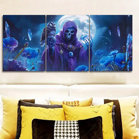 3pcs Skull Wizard Metal Print Ready to Hang Art
