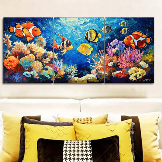 3pcs Tropical Fish Sea Metal Print Ready to Hang Art
