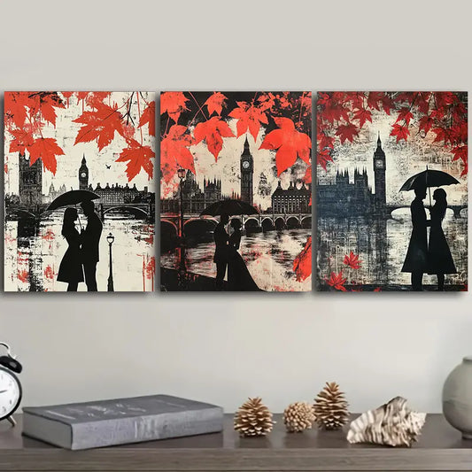 3pcs The couple stood in front of Big Ben Metal Print Ready to Hang Art
