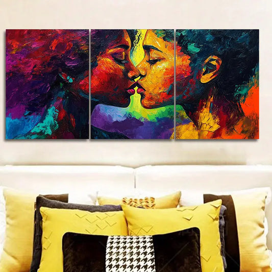 3pcs Abstract Two Women Painting Metal Print Ready to Hang Art