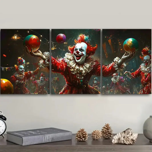 3pcs Clown Party Design Metal Print Ready to Hang Art