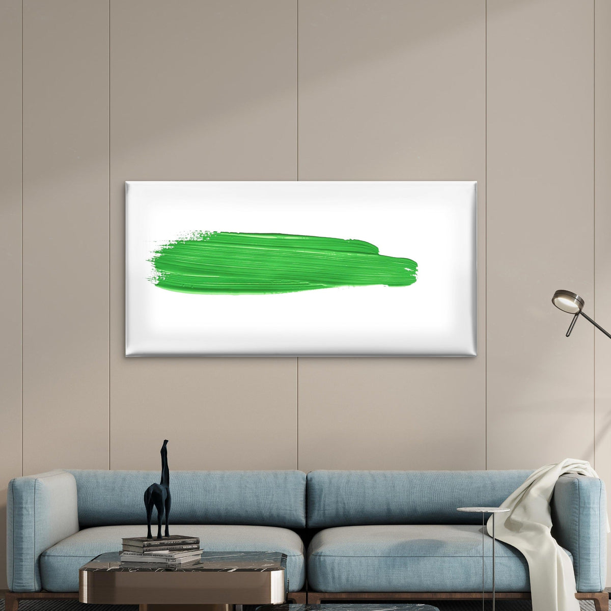 Abstract Green Chroma Brush Wall Art Canvas Office Home Room Framed 80x45cm