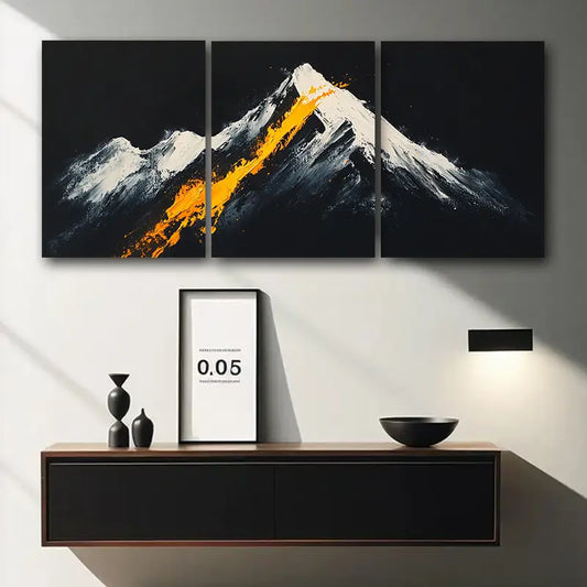 3pcs A painting of the top of a mountain Metal Print Ready to Hang Art