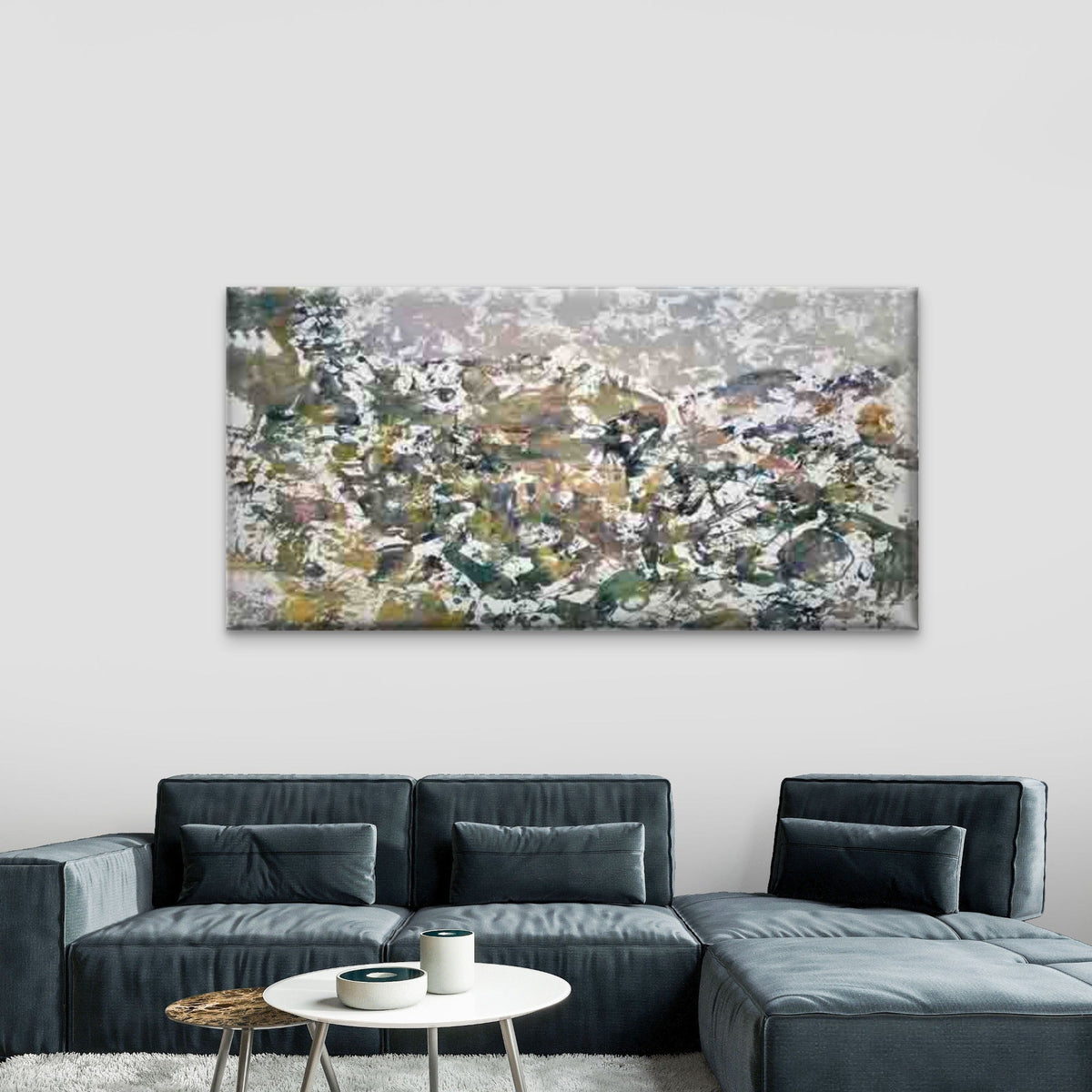 Elegant Floral and Foliage Wall Art Canvas Office Home Room Framed 80x45cm