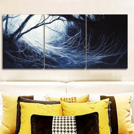 3pcs Spider webs in the forest Metal Print Ready to Hang Art