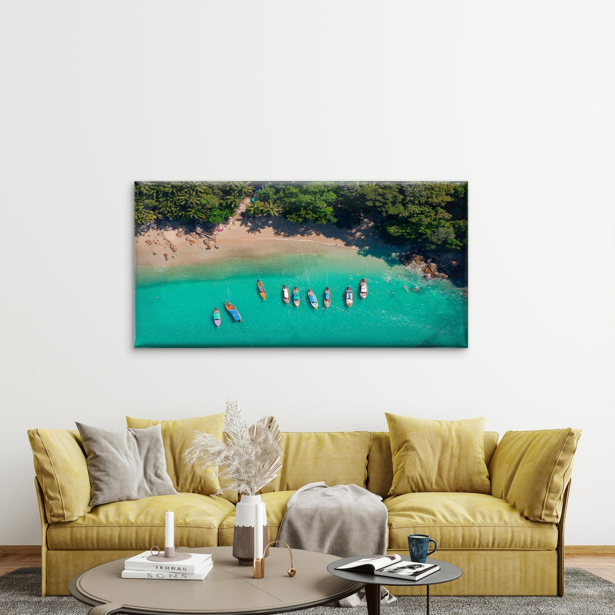 Aerial View Travel Landscape Wall Art Canvas Office Home Room Framed 120x60cm