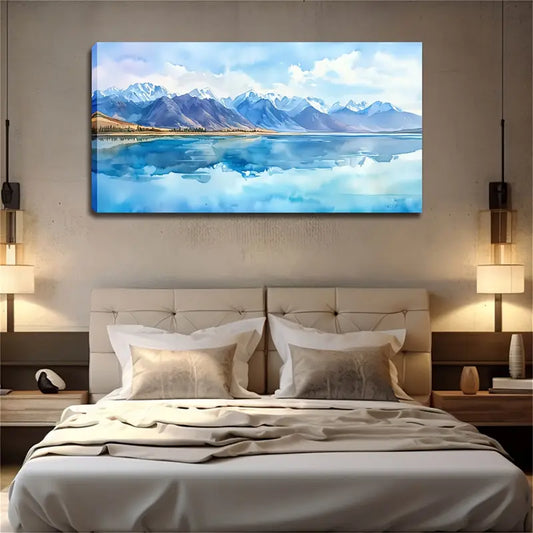 Minimalist Mountain Lake Reflection Wall Art Canvas Office Home Room Framed 120x60cm