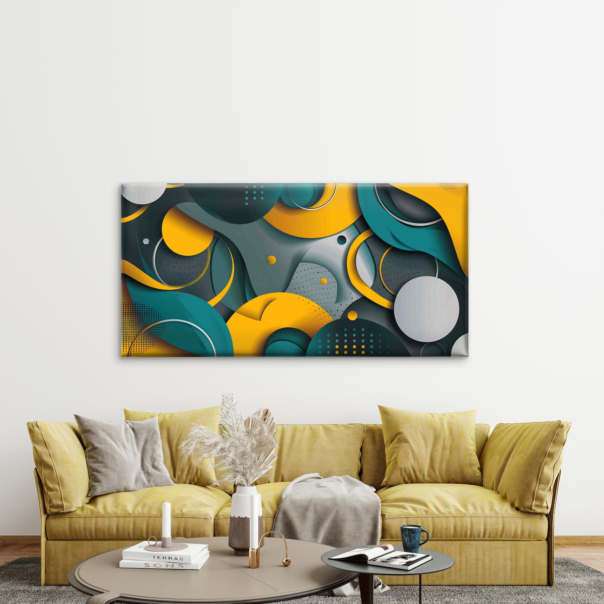 Minimal Abstract Dark Blue Wall Art Canvas Office Home Room Framed 80x45cm
