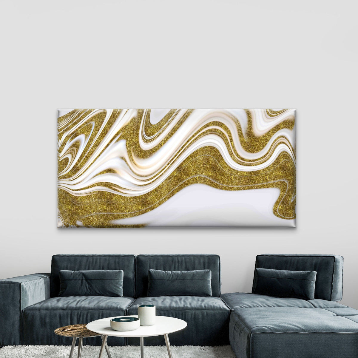 Elegant Gold Marble Wall Art Canvas Office Home Room Framed 80x45cm