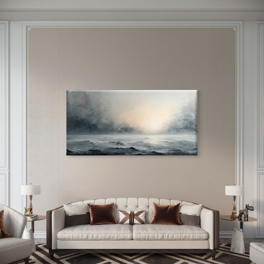 Abstract Stormy Ocean Sunset Sea Wall Art Canvas Office Home Framed 80x45cm