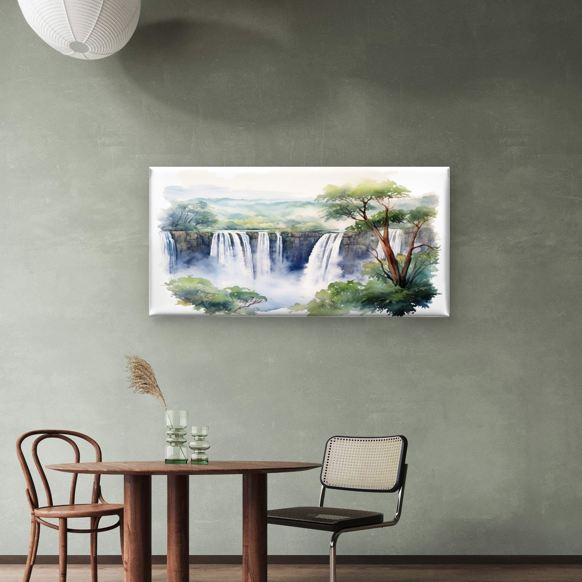 Scenic River Cascade Forest Trees Wall Art Canvas Office Home Framed 80x45cm