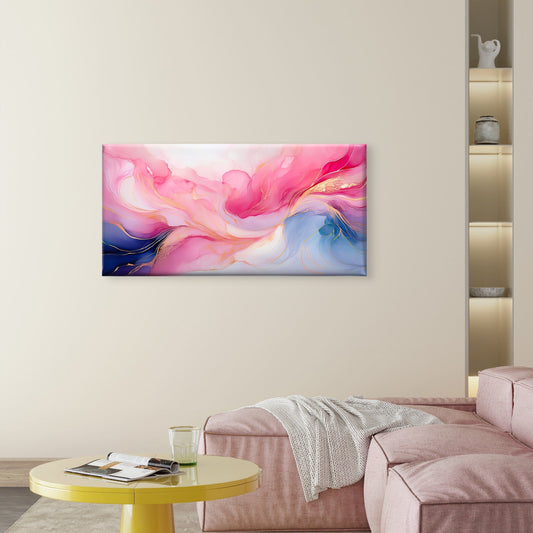 Elegant Pastel Marble Wave Abstract Wall Art Canvas Office Home Framed 80x45cm