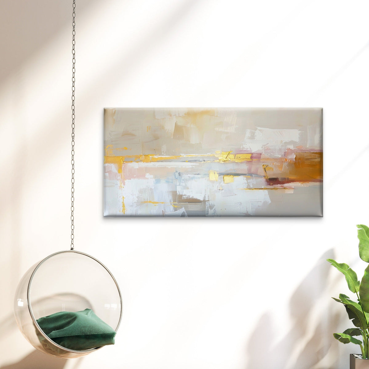 Rustic Textured Pale Yellow Abstract Wall Art Canvas Office Home Framed 80x45cm