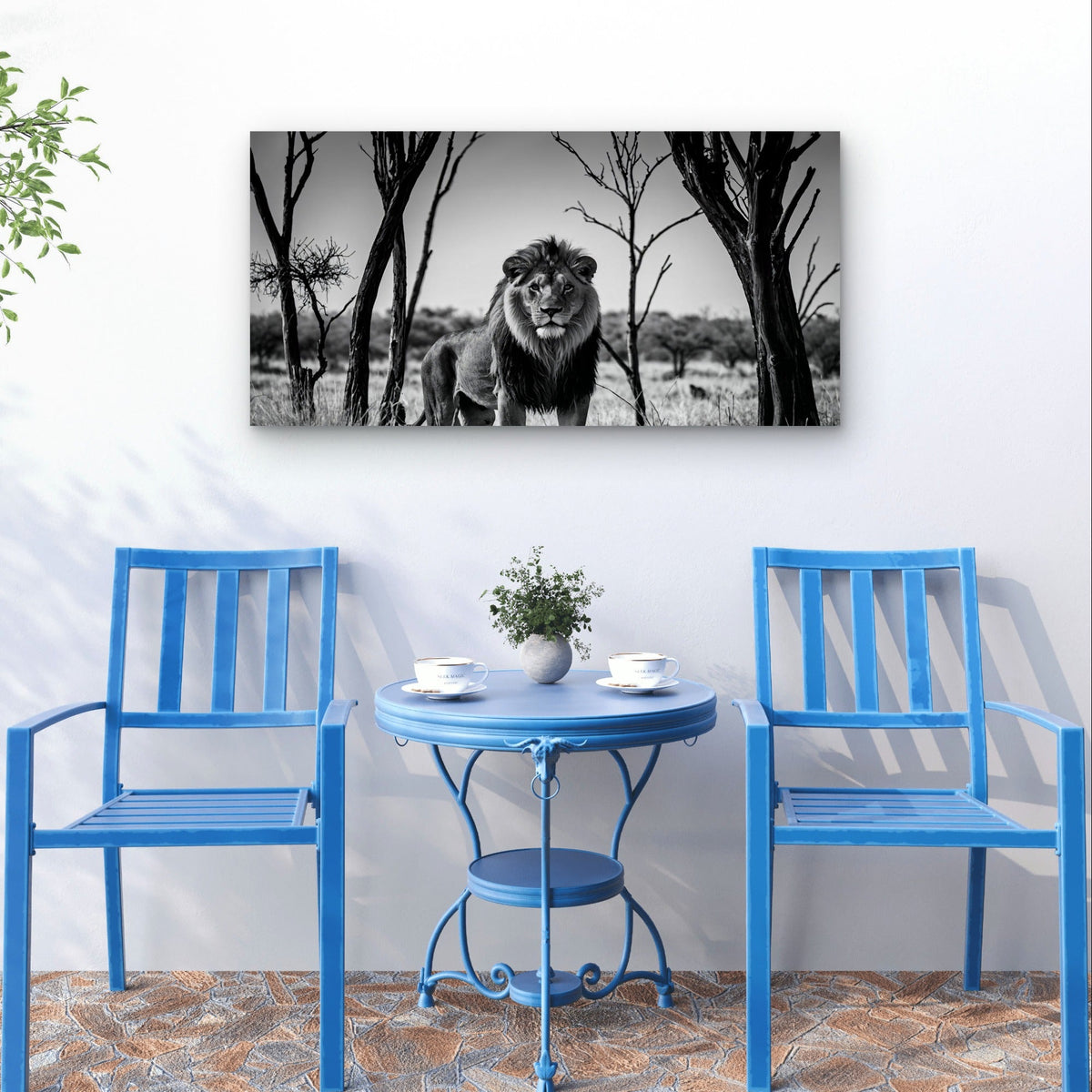 Abstract Black White Lion Safari Wall Art Canvas Office Home Framed 120x60cm