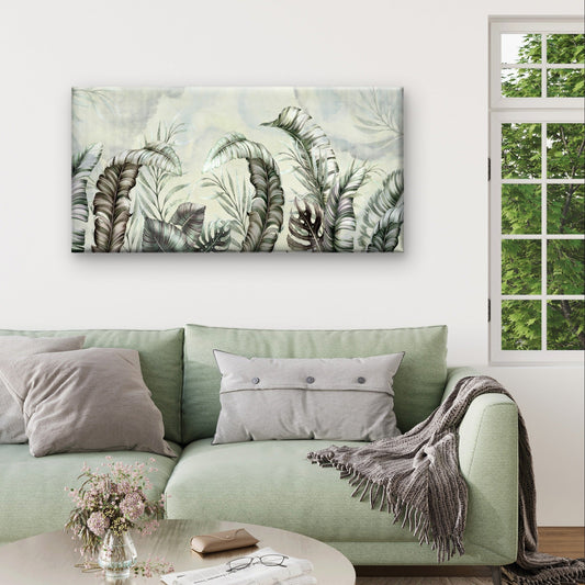 Botanical Banana Leaf Monstera Palm Wall Art Canvas Office Home Framed 80x45cm