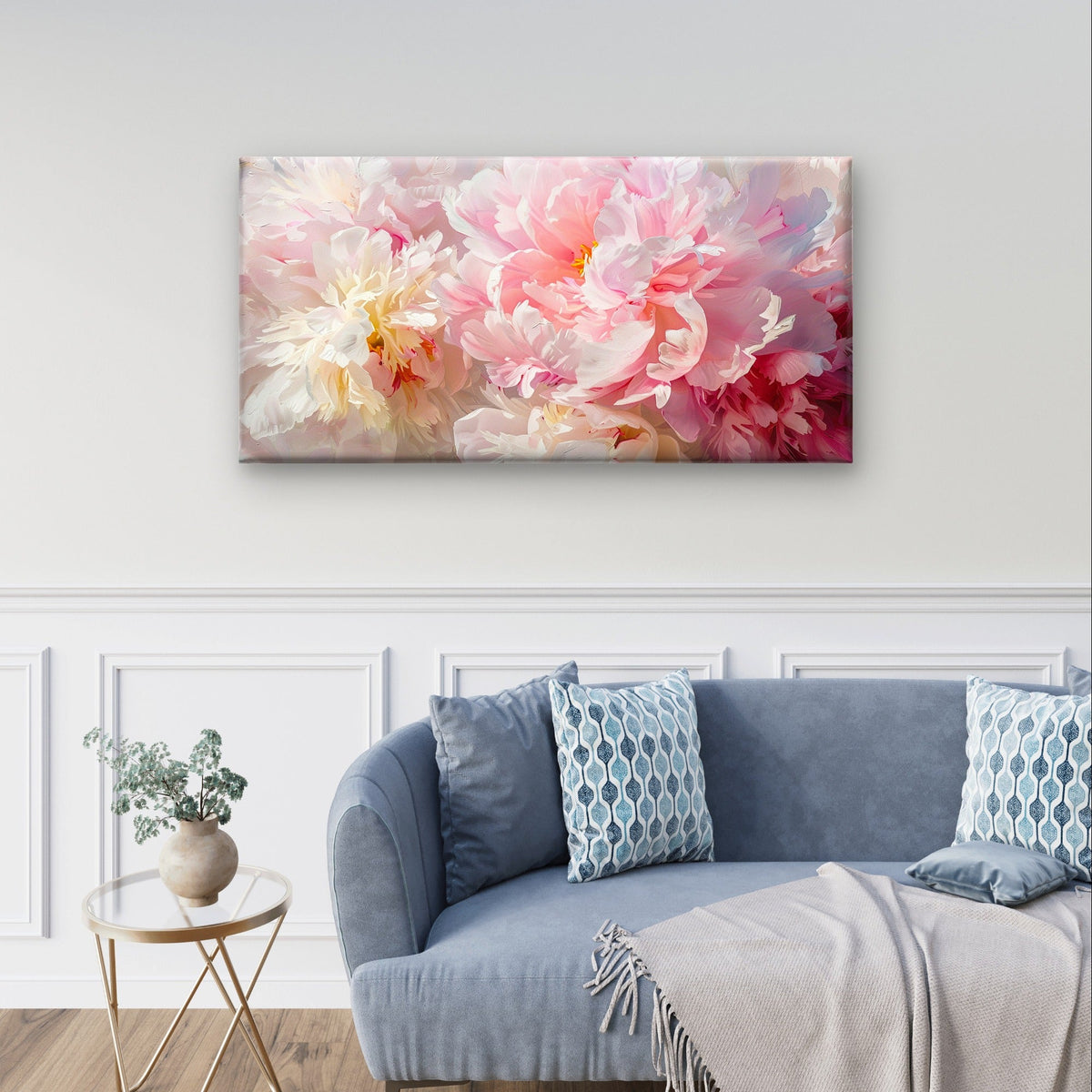 Pink Peony Flower Floral Artwork Wall Art Canvas Office Home Framed 120x60cm