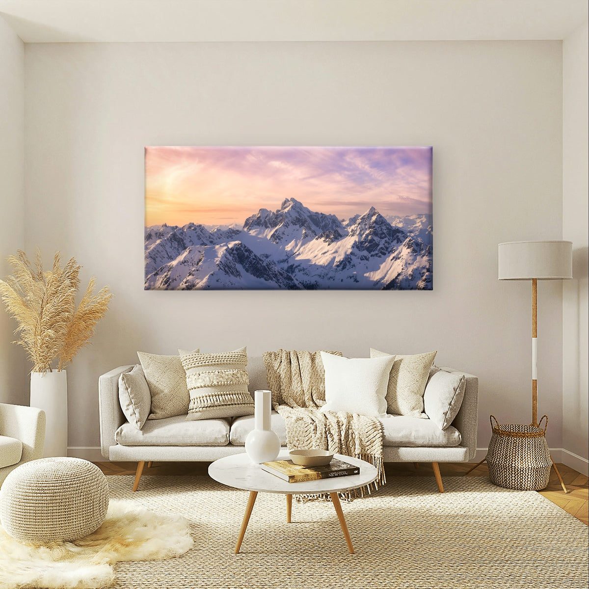 Winter Mountain Alps Sunset Scenery Wall Art Canvas Office Home Framed 120x60cm