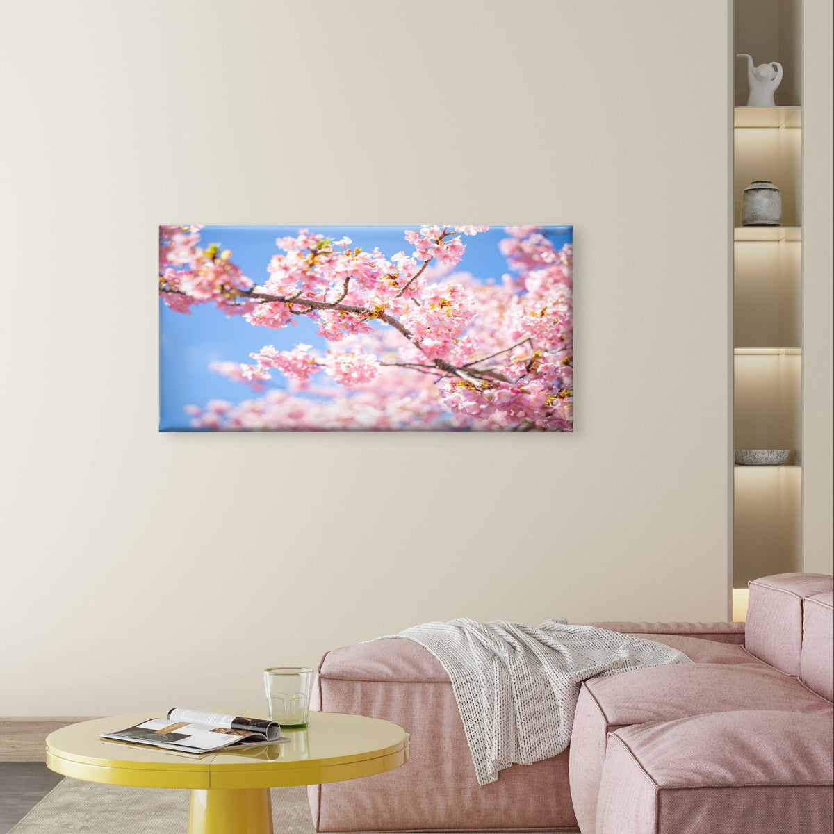 Pink Cherry Blossom Floral Tree Wall Art Canvas Office Home Framed 120x60cm