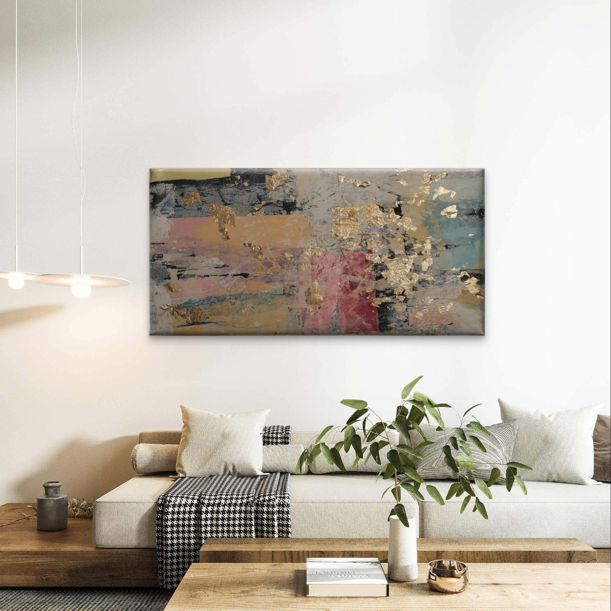 Gold Foil Abstract Metallic Texture Wall Art Canvas Office Home Framed 120x60cm