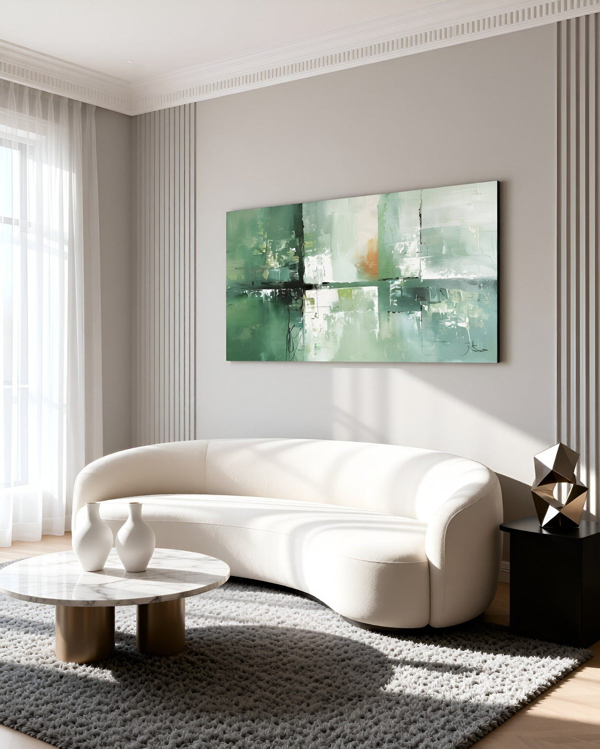 Abstract Sage Green Forest Stroke Wall Art Canvas Office Home Framed 80x45cm