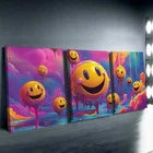 3pcs Melting Smile Colorful Cute Bright Perfect Wall Art Set Canvas Framed 40x60cm - High Quality Print 100% Australian Made Wall Canvas Ready to Hang