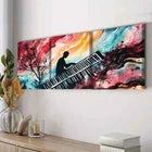 3pcs Black and White Piano Colorful Perfect Wall Art Set Canvas Framed 40x60cm - High Quality Print 100% Australian Made Wall Canvas Ready to Hang