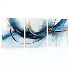 3pcs Elegant Blue & Gold Abstract Shapes Wall Art Set Canvas Framed 40x60cm - High Quality Print 100% Australian Made Wall Canvas Ready to Hang