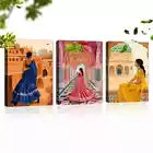 3pcs Charming Vintage Traditional Indian Women Wall Art Set Canvas Framed 40x60cm - High Quality Print 100% Australian Made Wall Canvas Ready to Hang