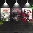 3pcs Japanese Scenery Prints with Mount Fuji Wall Art Set Canvas Framed 40x60cm - High Quality Print 100% Australian Made Wall Canvas Ready to Hang