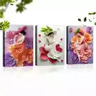 3pcs Charming Fashionable Woman With Flowers Wall Art Set Canvas Framed 40x60cm - High Quality Print 100% Australian Made Wall Canvas Ready to Hang