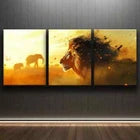 3pcs Majestic Lion Sunset Shine Strong Perfect Wall Art Set Canvas Framed 40x60cm - High Quality Print 100% Australian Made Wall Canvas Ready to Hang