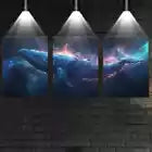 3pcs Magical Abstract Whale on Space Atmosphere Wall Art Set Canvas Framed 40x60cm - High Quality Print 100% Australian Made Wall Canvas Ready to Hang