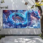 3pcs Mythical Snake Theme Colourful Metal Print Ready to Hang Art