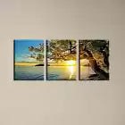 3pcs Peaceful Tree Sunset Lake Sky View Wall Art Set Canvas Framed 40x60cm - High Quality Print 100% Australian Made Wall Canvas Ready to Hang