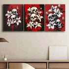 3pcs Skull & White Lilies Darkness Décor Perfect Wall Art Set Canvas Framed 40x60cm - High Quality Print 100% Australian Made Wall Canvas Ready to Hang