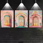 3pcs Elegant Indian Architecture Designs Wall Art Set Canvas Framed 40x60cm - High Quality Print 100% Australian Made Wall Canvas Ready to Hang